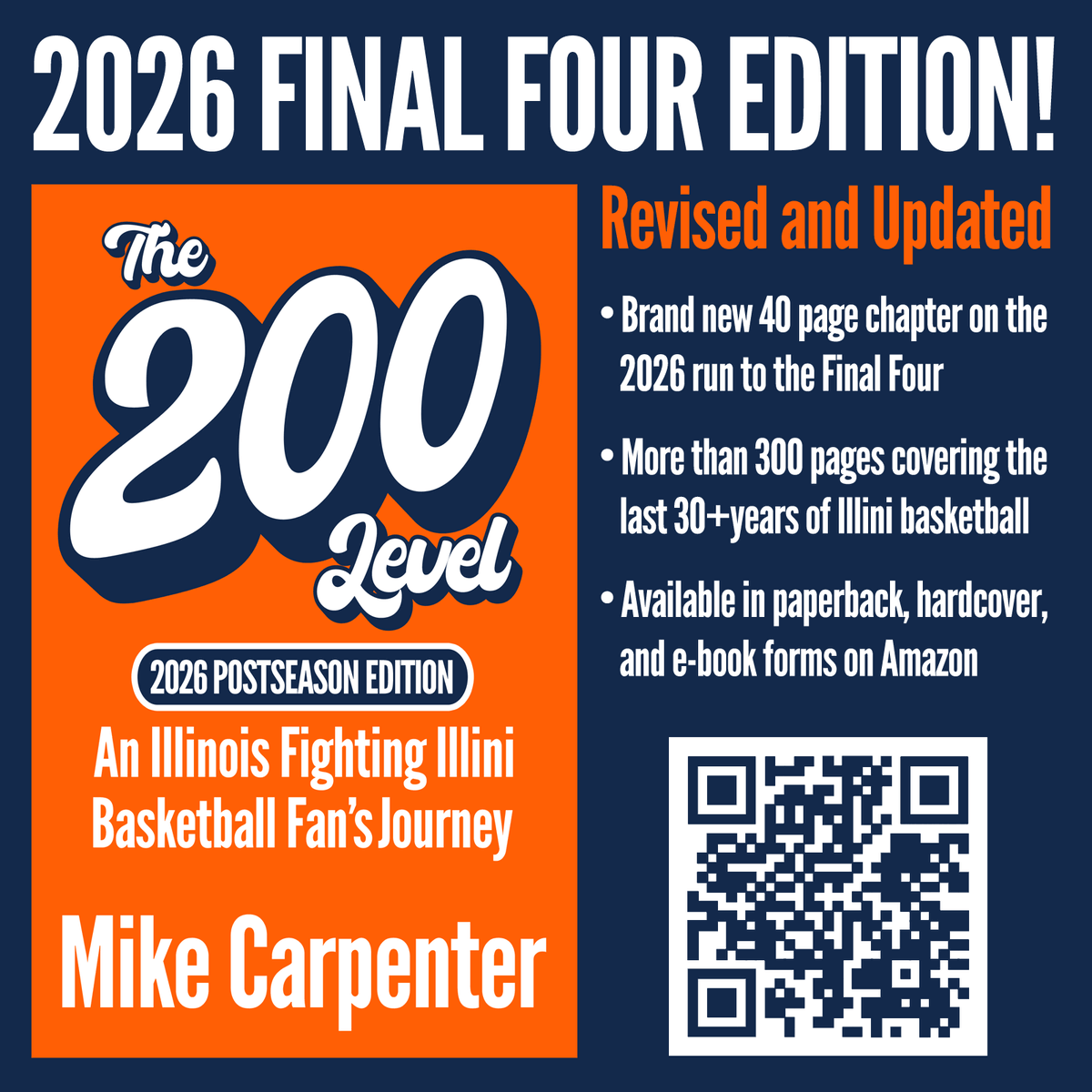The200Level's tweet photo. 🏀 NOW AVAILABLE 🏀

@The200Level: 2026 Postseason Edition

Revised and updated through #Illini basketball's run to the 2026 Final Four.

Paperback, hardcover, and e-book formats available now on Amazon! https://t.co/WxSU6Zhddy