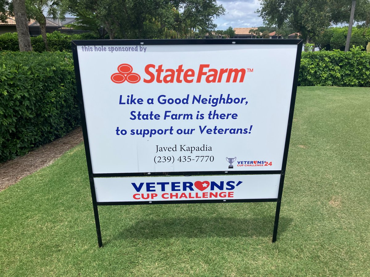 Javedstatefarm's tweet photo. Proud sponsor of the 10th annual Veteran's Cup Challenge!  We had over 152 golfers participate which raised more than $50,000 for homeless and disadvantaged veterans in SW Florida. Like a Good Neighbor, State Farm is there to support our Veterans! https://t.co/WVQFhNnscw