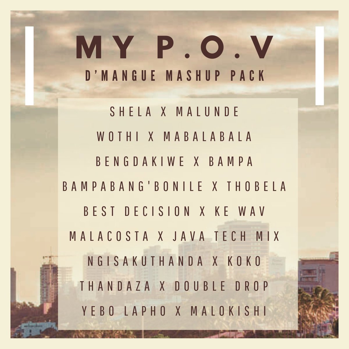 dmanguedj's tweet photo. MY P.O.V. – MASHUP PACK JÁ DISPONÍVEL! 🇲🇿🔥

Família, já podem conferir a minha nova coleção de mashups. São 9 faixas exclusivas, prontas para as vossas playlists e sets deste fim de semana.

Link da Playlist 👇:

https://t.co/2bXjYlust8 https://t.co/DS3REaQUkI