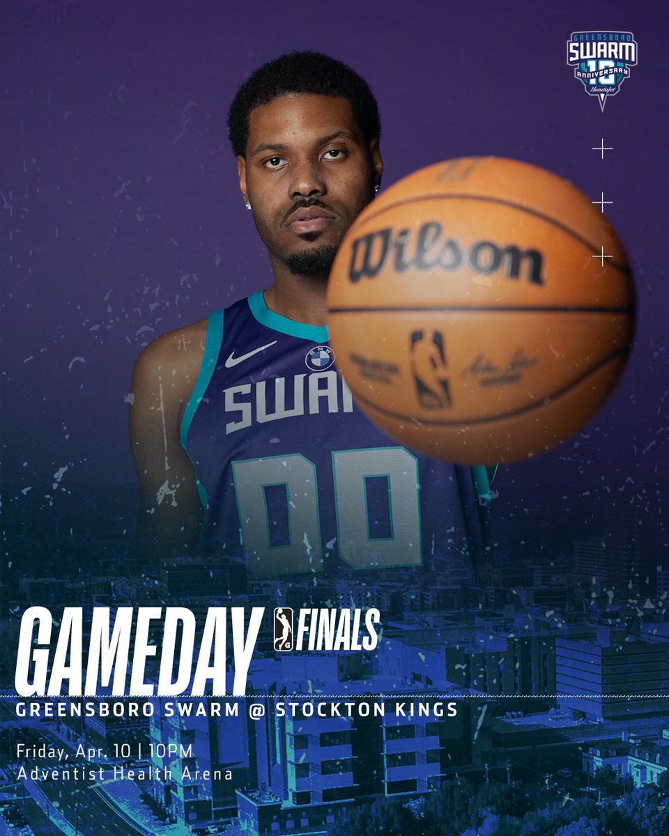 greensboroswarm's tweet photo. 🏀 Finals Game 2

Swarm @StocktonKings 
📅 Friday, April 10 | 10PM
📍 Adventist Health Arena

Watch it live on ESPNU and NBA docomo
#10YearsOfSwarm | #SwarmOn https://t.co/8G8aJod21A