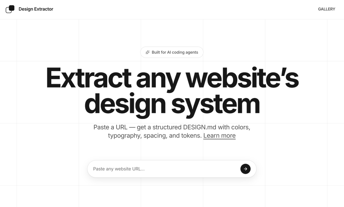 lucas_flatwhite's tweet image. URL 하나로 DESIGN.md 얻으세요!

🛠 Design Extractor
design-extractor.com

아이디어 자체는 단순한데, 실용성이 꽤 높아요.

마음에 드는 사이트의 디자인 언어를 그대로 냅다 뽑아서 내 프로젝트에 심는 것.

에이전트한테 "Linear 느낌으로 만들어줘욧!"라고 설명하는 대신, Linear를 직접