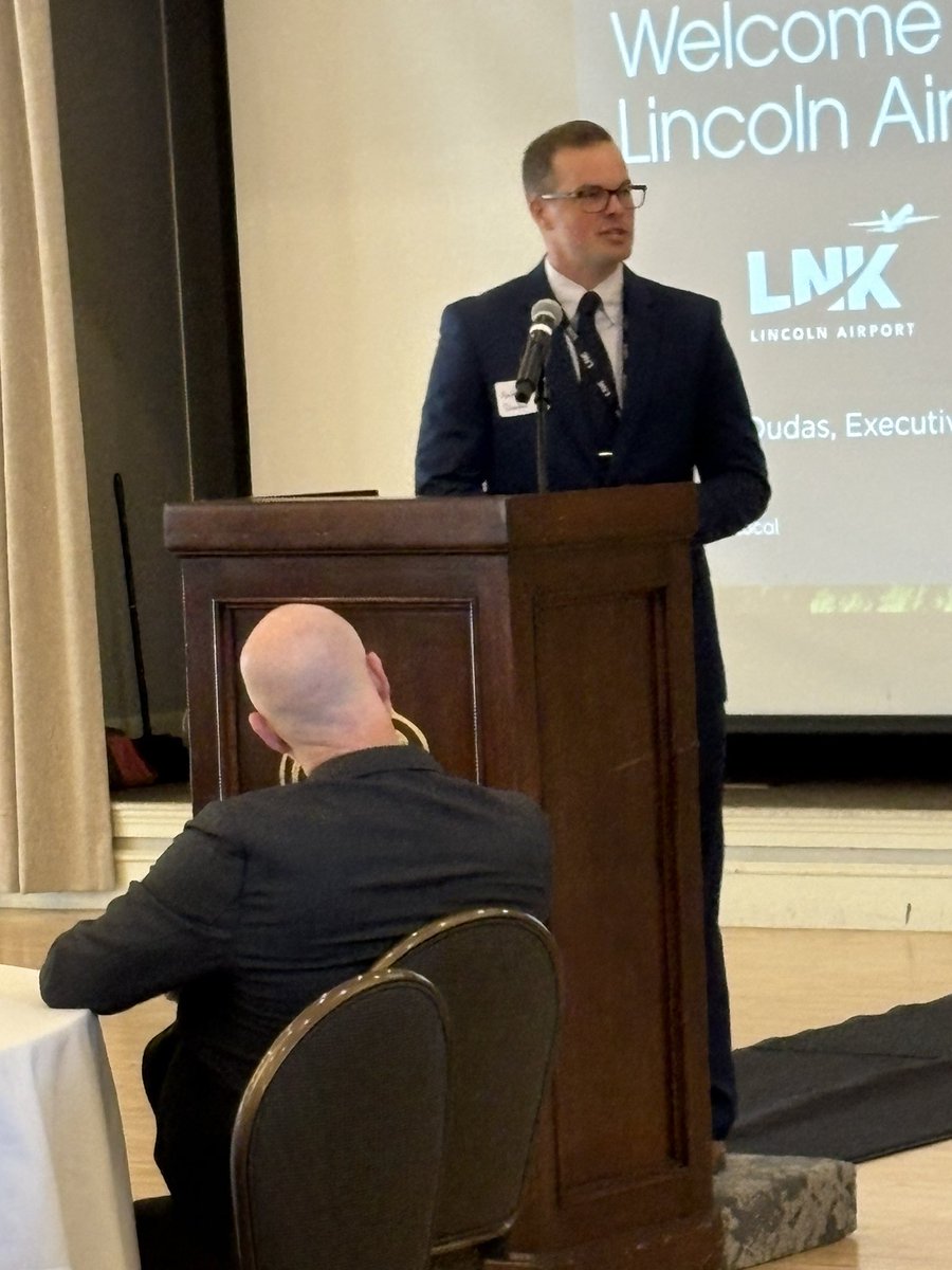ABLE1Lincoln's tweet photo. Our April Speaker is  Anthony Dudas, the new Executive Director of the Lincoln Airport Authority.  With their recent renovations the Lincoln Airport won Nebraska airport of the year. You can fly to 7 locations and with American Airlines coming back will expand regional locations. https://t.co/gENaCe7rZH