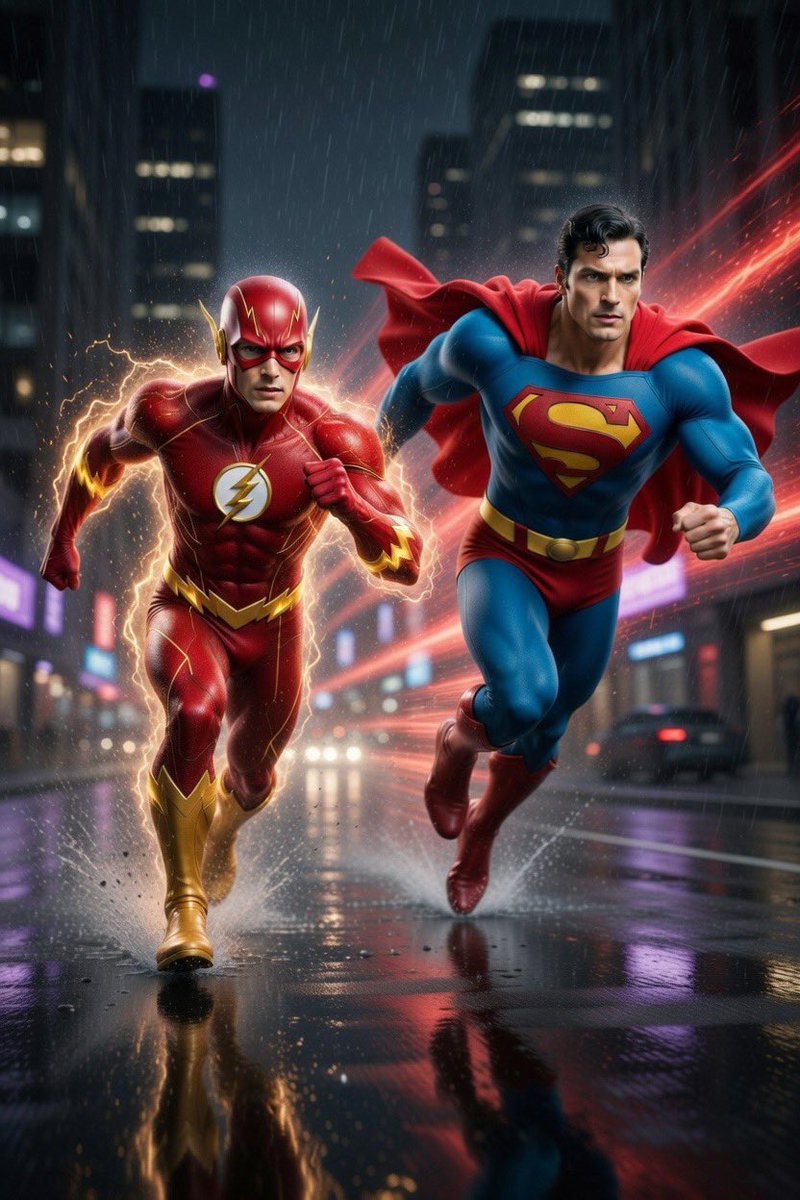Rudeistheword's tweet image. Flash Friday!

Now, who is faster? I can’t remember ⚡️
#TheFlash #Superman