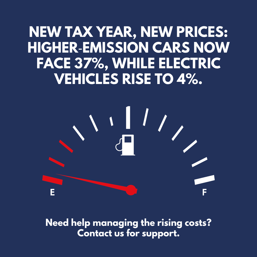 Petrol isn’t the only thing going up right now, as the new tax year has increased company car tax bands.

Higher emission cars have faced a steep jump to 37 per cent and electric vehicles have risen to four per cent.

Need help managing the rising costs? Contact us.

#TaxYear