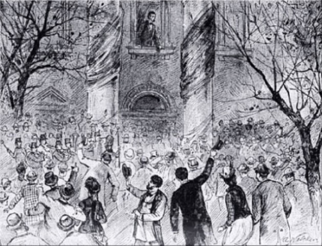 FordsTheatreNPS's tweet image. On the day following the Confederate surrender at Appomattox, excitement spread through #WashingtonDC. Celebrating with a crowd in front of the White House #OTD in 1865, Lincoln called for a band to play "Dixie" in a sign of reconciliation.