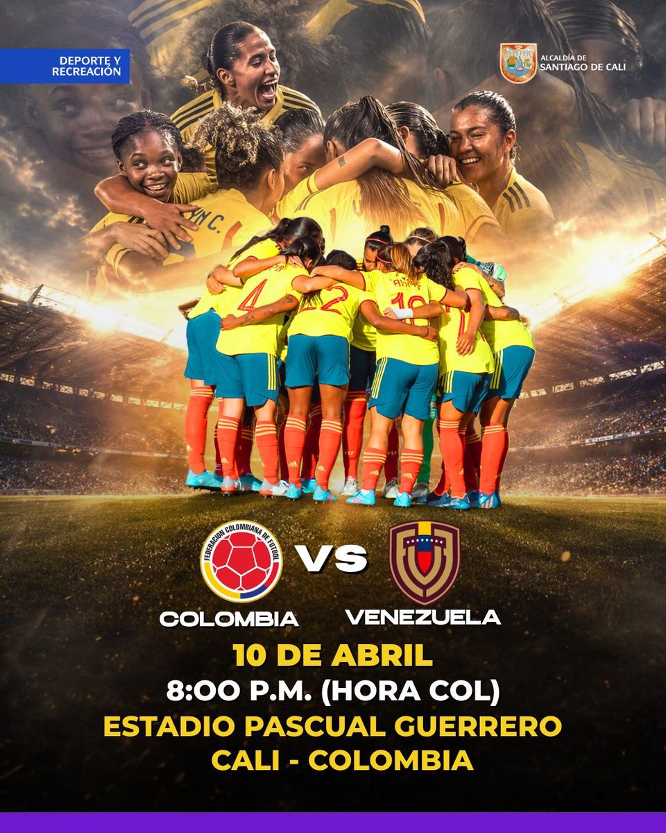 SecDeporteCali's tweet photo. 🔥 ¡Es hoy, es hoy!

🇨🇴 La Selección Colombia Femenina juega en casa y Cali responde. 💃

🆚 Venezuela
🕗 8:00 p.m.
🏟️ Pascual Guerrero

Hoy el aliento se siente más fuerte que nunca

#AsíRecuperamosCali https://t.co/bpZUzfa6bM