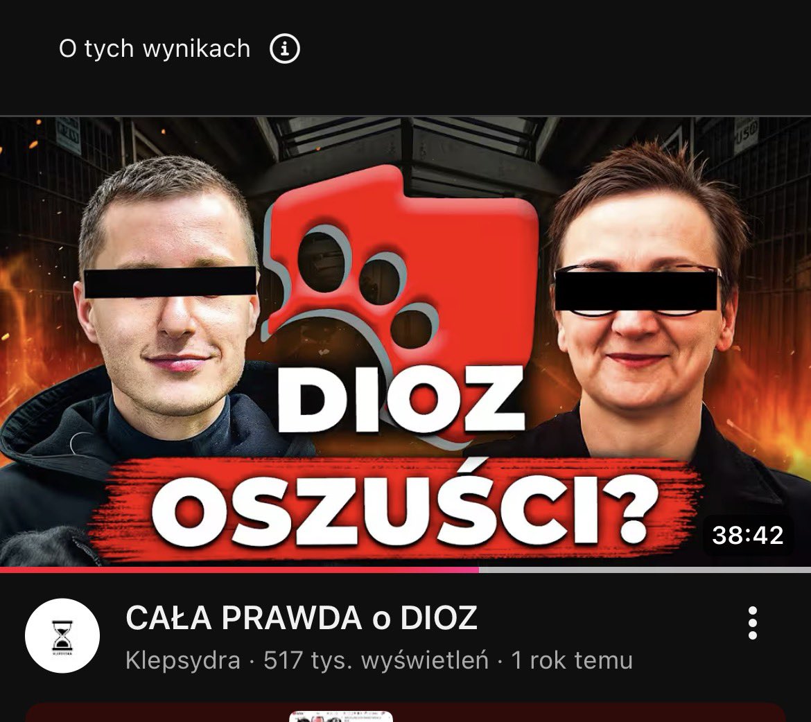 Dioz chce usunąć filmy Klepsydry na ich temat. Na ten moment nadal są na YouTube. Z nieoficjalnych źródeł dostałem informacje, że Klepsydra nic nie wie na ten temat, nie dostał żadnych powiadomień, wezwań do sądu.