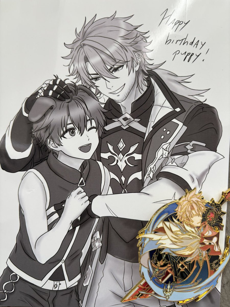 varkaboyfriend's tweet photo. WAAA my aunt just sent me this amazing birthday gift!!!!! glad to celebrate it with Varka 😭🎂🩵

#yumetwt https://t.co/9GMxVrbrAL