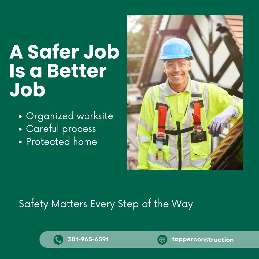 TopperConstruc's tweet image. A safe job site is a well-run job site.

Good safety practices help protect your home and ensure quality work.
Learn more:
topperconstruction.com/safety/

#RoofingSafety #TopperRoofing
