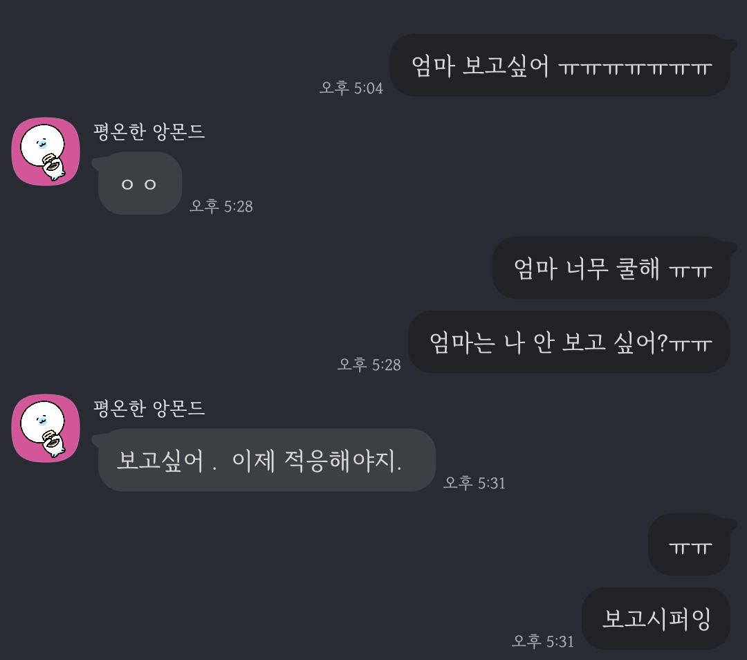 나는 우리 엄마 특유의 쿨하면서도 다정함이 넘 좋음
걍 엄마가 좋은 걸 수도 잇구
