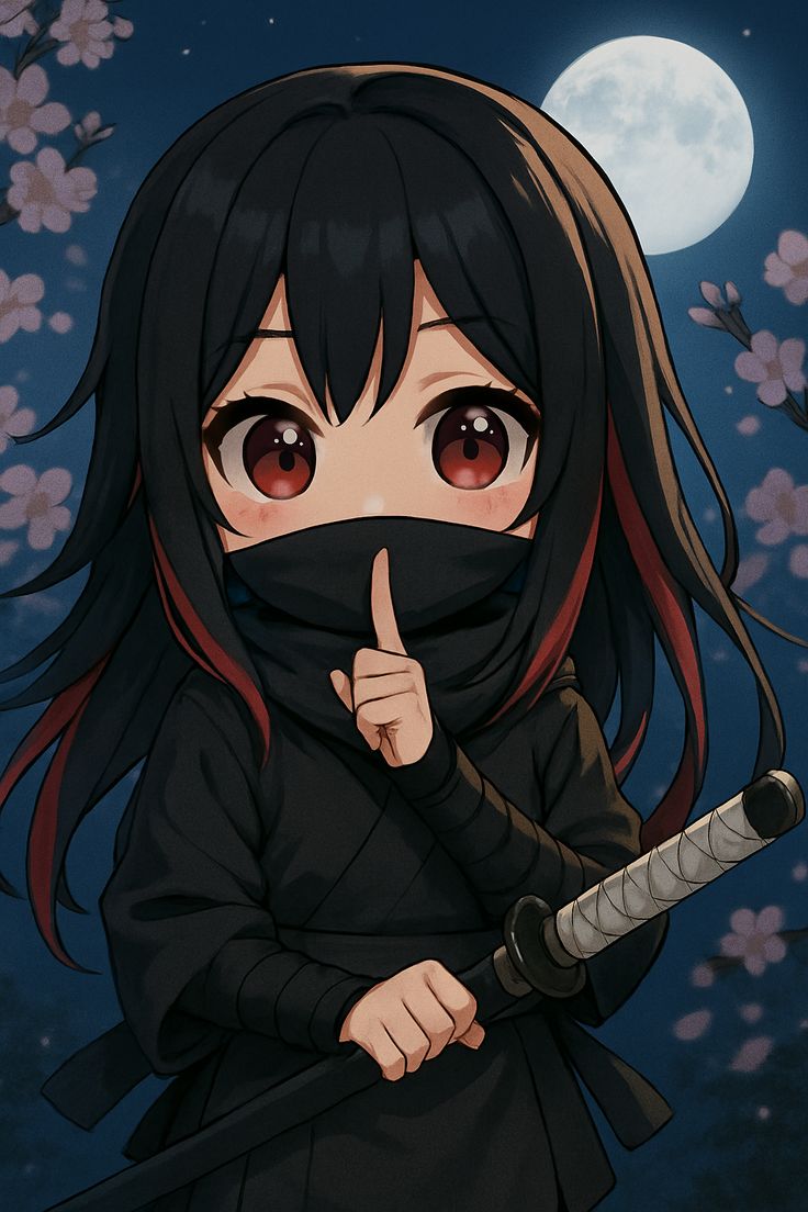 Emilydesignes's tweet image. A shadow in the night, guarding secrets you will never hear… #MascotLogo #ChibiArt #AnimeStyle #NinjaVibes #CuteButDeadly #DarkAesthetic #MoonlightMood #KawaiiArt #CharacterDesign #DigitalArt #ArtOfTheDay #AnimeGirl #StealthMode