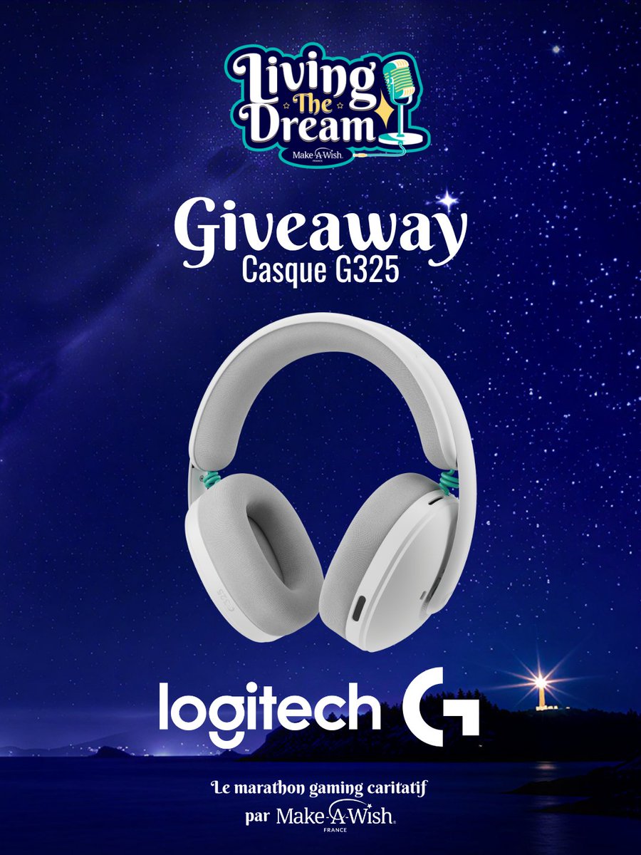 A l'occasion de notre marathon caritatif #LivingTheDream au profit des enfants gravement malades, un casque blanc Logitech G325 est à GAGNER ! ✨

Pour tenter ta chance :
✅ Follow <a href="/LogitechGFrance/">Logitech G France</a> 
✅ Follow <a href="/MakeAWishFrance/">Make-A-Wish France</a>
🔁 RT ce Tweet