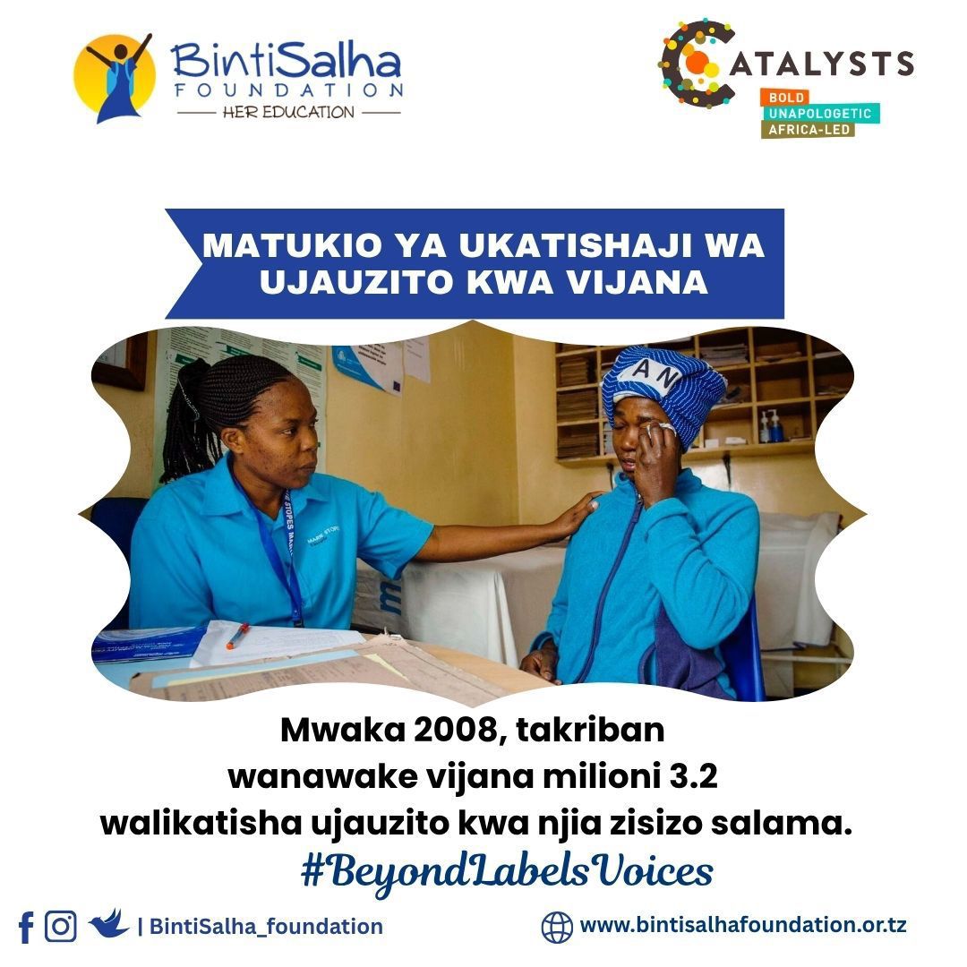 Kila msichana ana haki ya kuchagua maisha yake bila hatari. Tujenge uelewa, tuimarishe huduma salama, na tuwape vijana nguvu ya kufanya maamuzi sahihi.

Cc; <a href="/BintiSalhaFound/">Binti Salha Foundation</a>

 #BeyondLabelsVoices