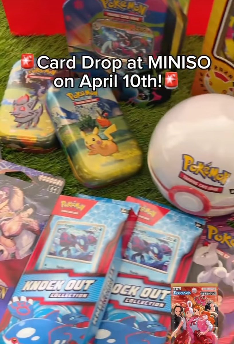 PokeTCGAlerts's tweet image. The following MINISO locations in the US will have Pokémon and One Piece cards for sale today. Limit is 2 per SKU. Inventory will vary by location 
#PokemonTCG