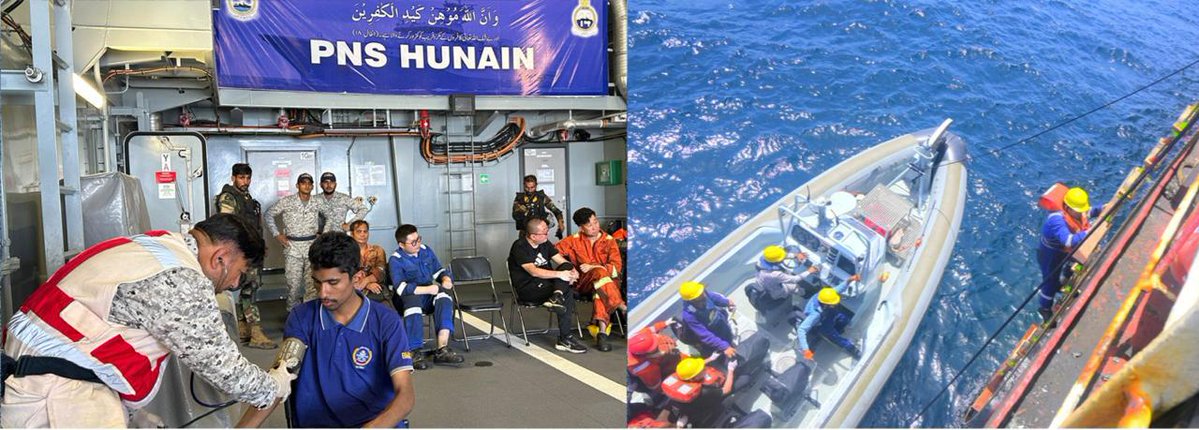 ShaukatPiracha1's tweet image. #Humanitarian 
#Pakistan Navy rescued, evacuated 18 crew members from #China, #Bangladesh, #Myanmar, #Vietnam and #Indonesia, following a distress call from Merchant Vessel (MV) GOLD AUTUMN, operating in North Arabian Sea at 200 Nautical Miles off Pakistan’s coast #ISPR