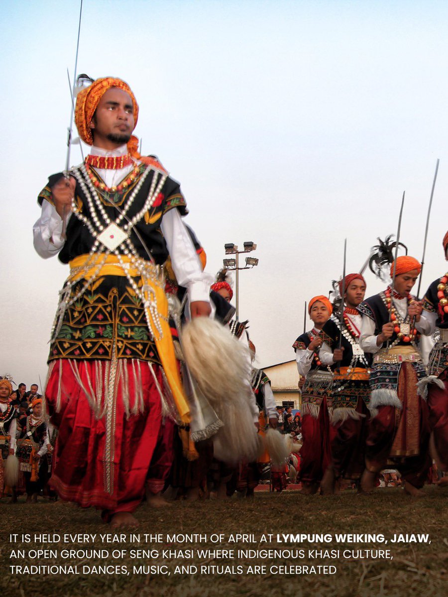 meghtourism's tweet image. Shad Suk Mynsiem, the Khasi “Dance of Joyful Hearts,” celebrates gratitude &amp;amp; culture. 
This year’s festival is from April 11-13, 2026, at Lympung Weiking, Jaiaw.
#meghalayatourism #festival #shadsukmynsiem