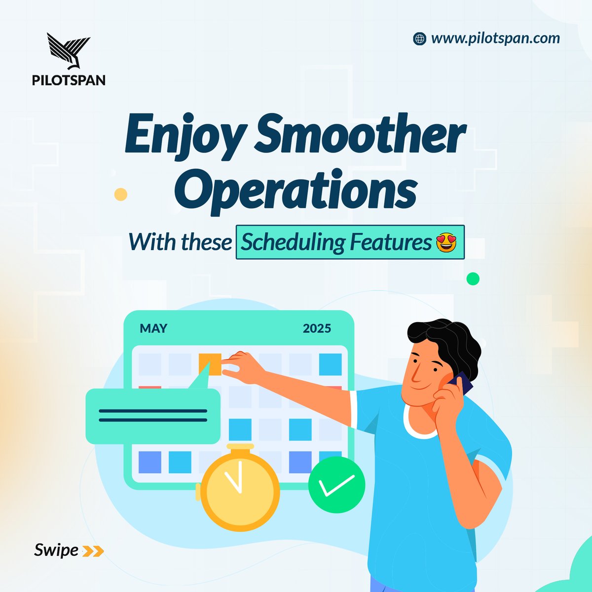 Scheduling made simple! ✨ Say goodbye to chaos and hello to smoother operations with Pilotspan’s powerful scheduling features.

#Pilotspan #UnitedStates #SchedulingMadeEasy #WorkSmarter #BusinessTools #TimeManagementMatters