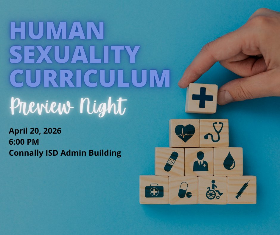 ConnallyISD's tweet photo. All parents are invited to attend a preview session of CISD's human sexuality program curriculum. The program is titled "Living Well Aware: My Choices, My Life". Students enrolled in 6th through 9th grade are eligible to opt-in to receive instruction with the curriculum. https://t.co/epGzJ9AMCC