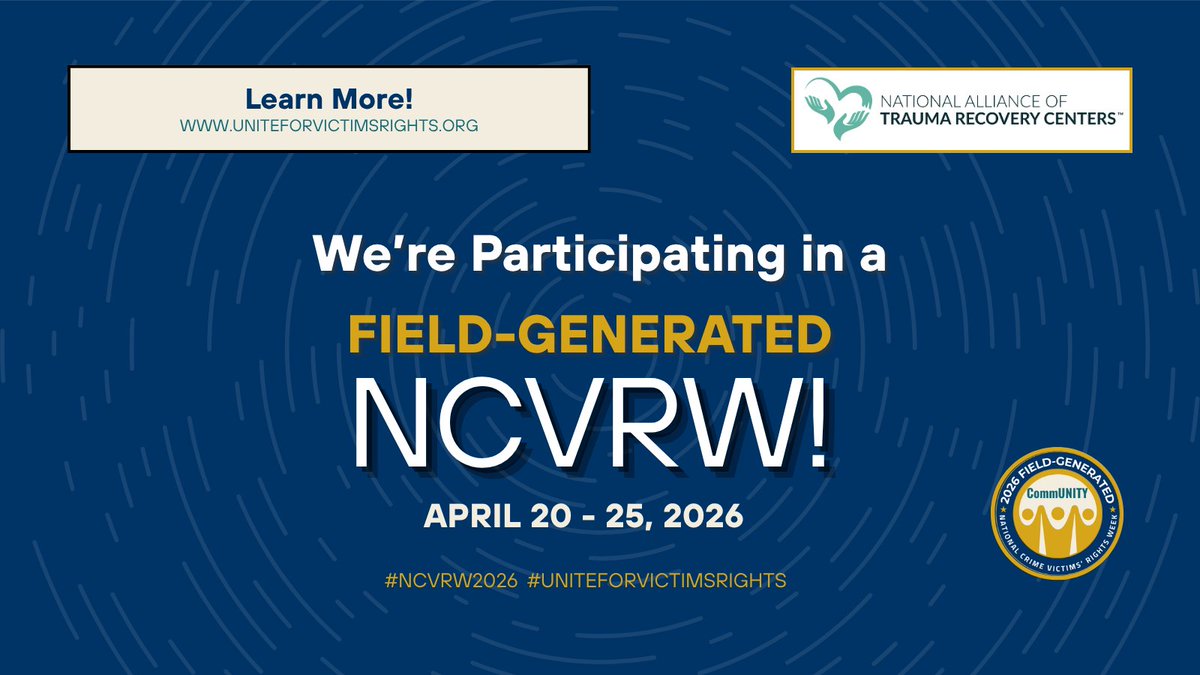 theNATRC's tweet photo. This work matters, &amp; so does showing up together. We’re participating in Field-Generated NCVRW, April 20–25, alongside communities nationwide supporting survivors &amp; those who walk w/ them every day. 💛 https://t.co/tedafYBl0z
#NCVRW2026 #CommUNITYinMotion #UniteForVictimsRights https://t.co/5UTIzCfpBA
