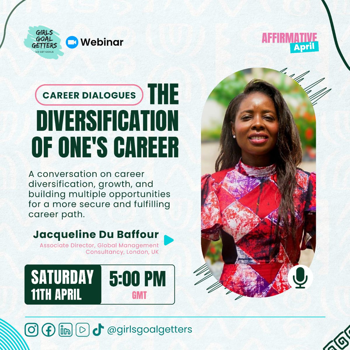 asaaseradio995's tweet image. One career is no longer enough.

Learn how to diversify your income, skills, and opportunities with Jacqueline Du Baffour, Associate Director at a Global Management Consultancy (London).

📅 Sat 11th April | 5PM GMT

🎯 @girlsgoalgetters

#CareerGrowth #Webinar