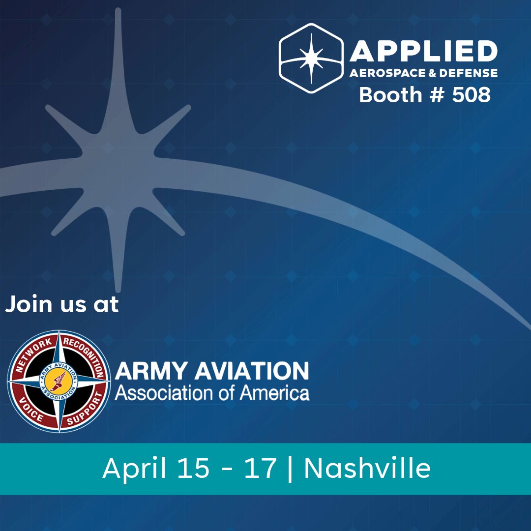 applied_ad's tweet image. Headed to the Army Aviation Association of America 2026 Summit in Nashville, TN? Stop by to learn how Applied can deliver 21st century agility and full lifecycle reliability enabling mission success for primes and innovators alike.

#QuadA #AppliedAD