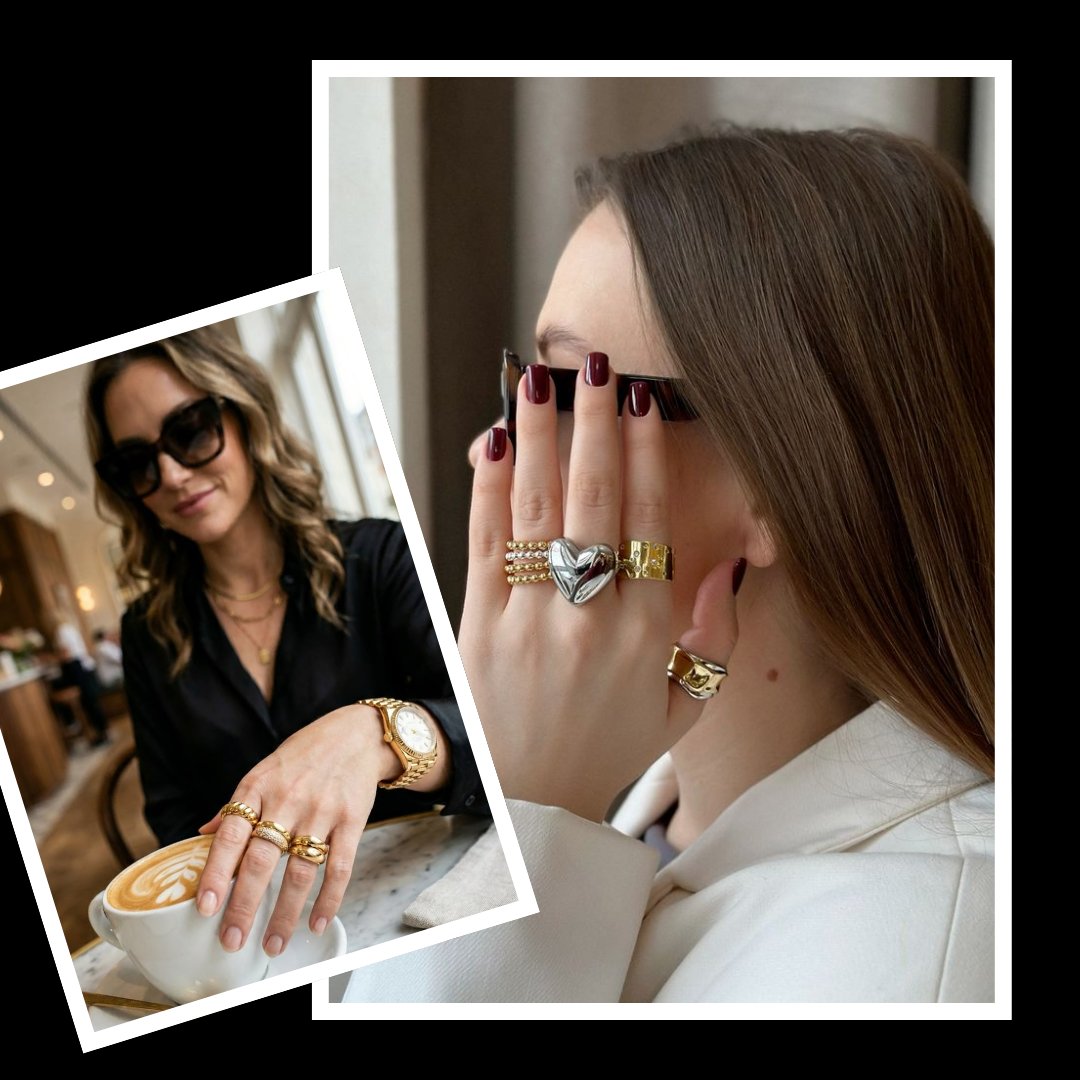 Estampas's tweet image. #Estampas | Los accesorios dorados tienen el superpoder de transformar un look básico en uno de pasarela en segundos. Menos es más, pero con un brillo que se nota. #Moda