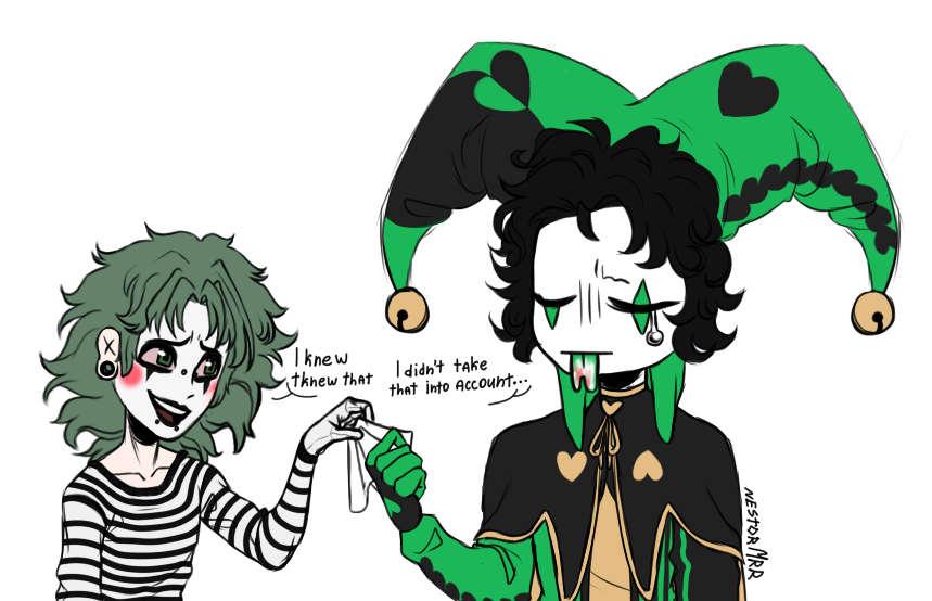 You shouldn't have done that :___)

#thefreakcircus #Harlequin #tfcfanart #tfcharlequin #selfship #oc