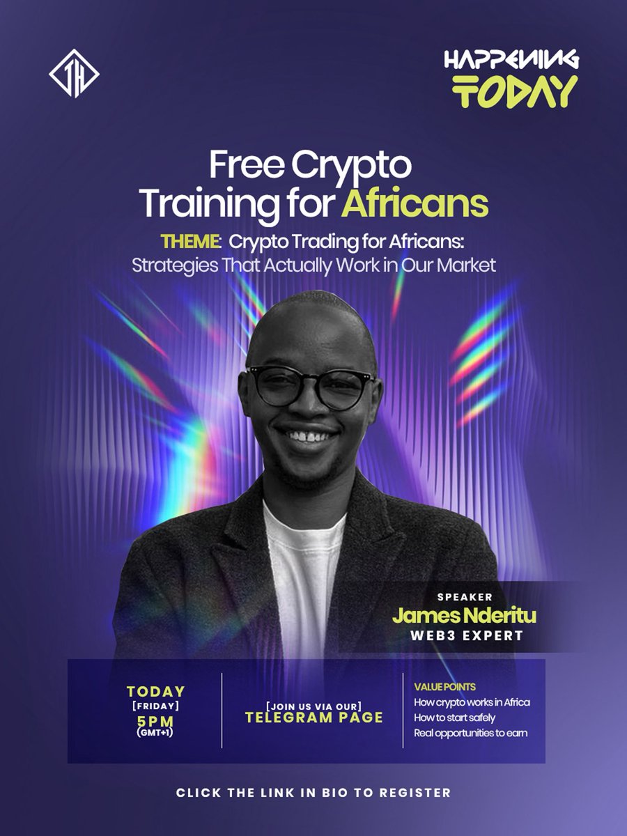 usetradehere's tweet photo. HAPPENING TODAY 🚨

Still confused about crypto?
This is your chance to get it right.

Join this FREE live training and learn:
• How crypto works in Africa
• How to start safely
• Real opportunities to earn

🎤 Featuring James Nderitu (Web3 Expert)
⏰ 5PM (Nigerian Time)

👉 Join via the Telegram link in bio
Don’t miss this.

https://t.co/NFB3ZdkoYS

#cryptoafrica #cryptotraining #learncrypto #cryptoforbeginners #web3africa