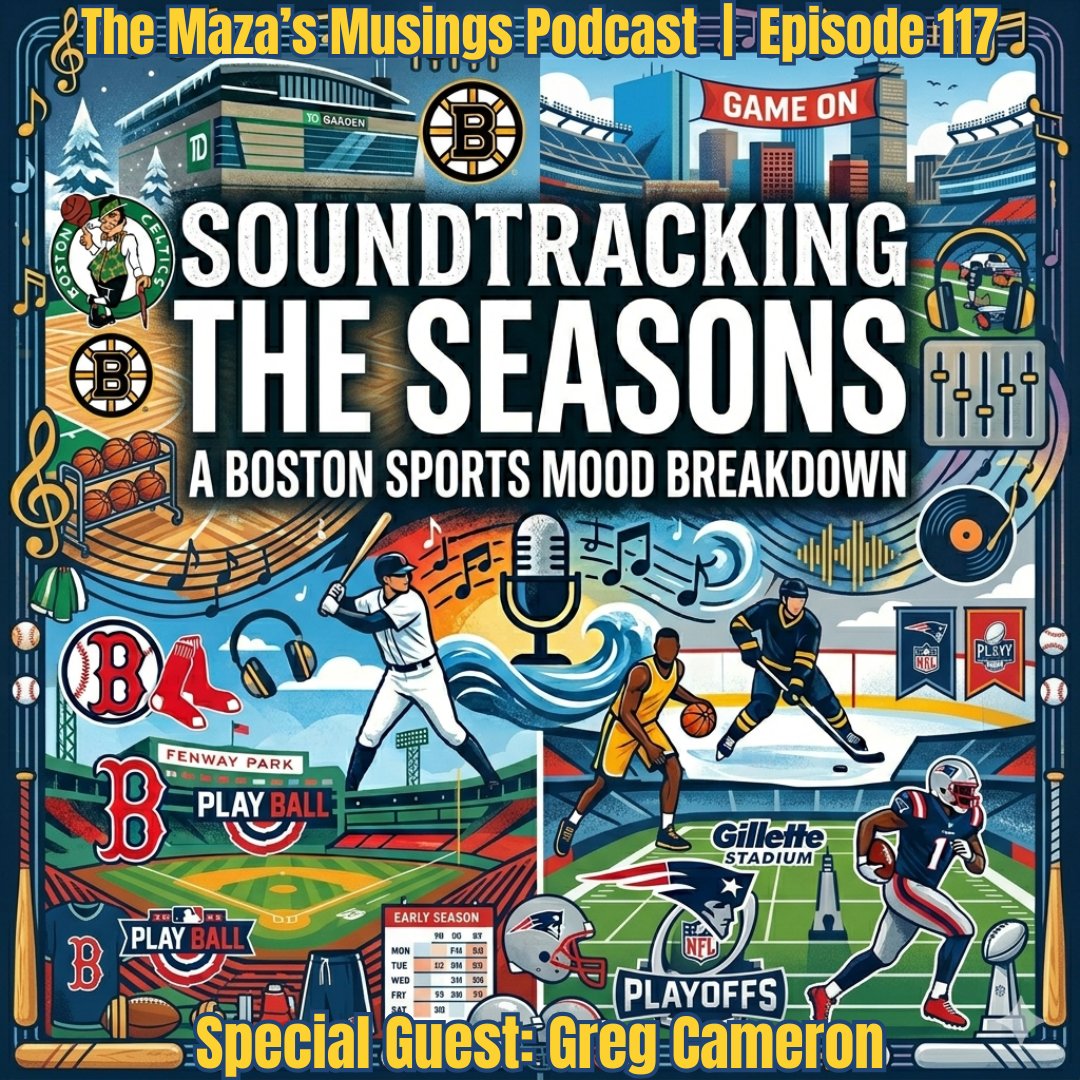 Soundtracking the Seasons 🎧

<a href="/Greg_Cameron/">Greg Cameron</a> and I assigned songs to the New England Patriots, Boston Celtics, Boston Red Sox &amp; Boston Bruins based on their current vibe

Listen now: linktr.ee/mazasmusings

What song = your team right now? 👇

#BostonSports #NFL #NBA #MLB #NHL