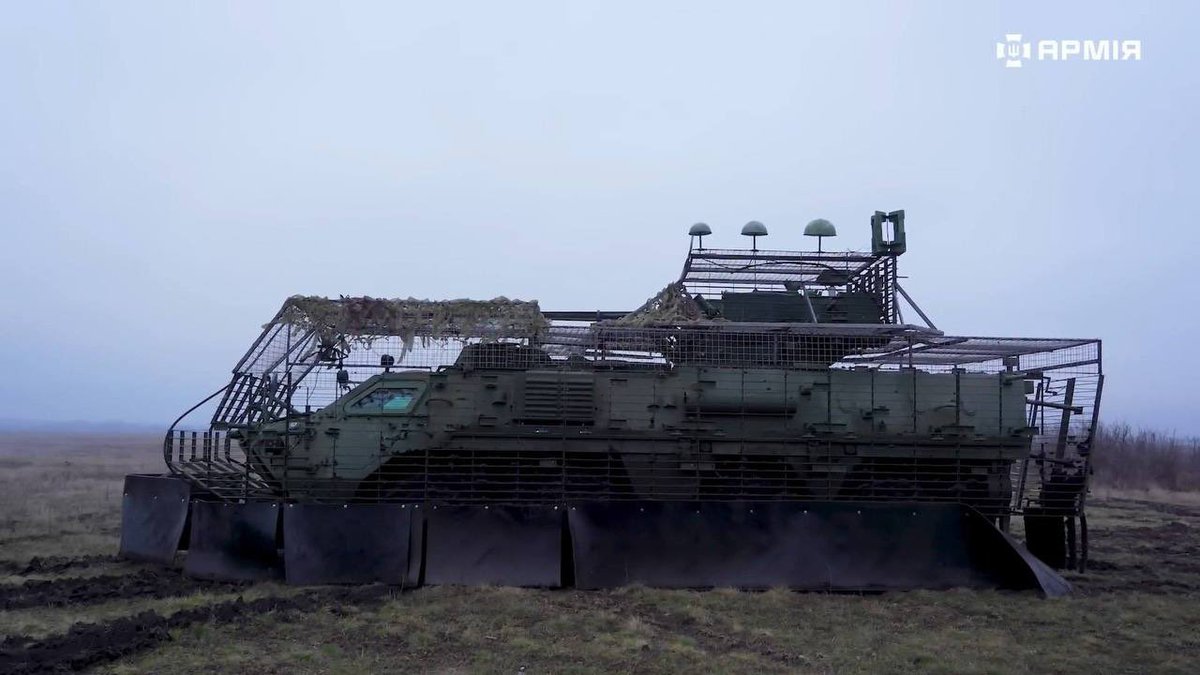 front_ukrainian's tweet image. ❗️🇺🇦Ukrainian BTR-4E Bucephalus with additional armor protection and EW systems installed