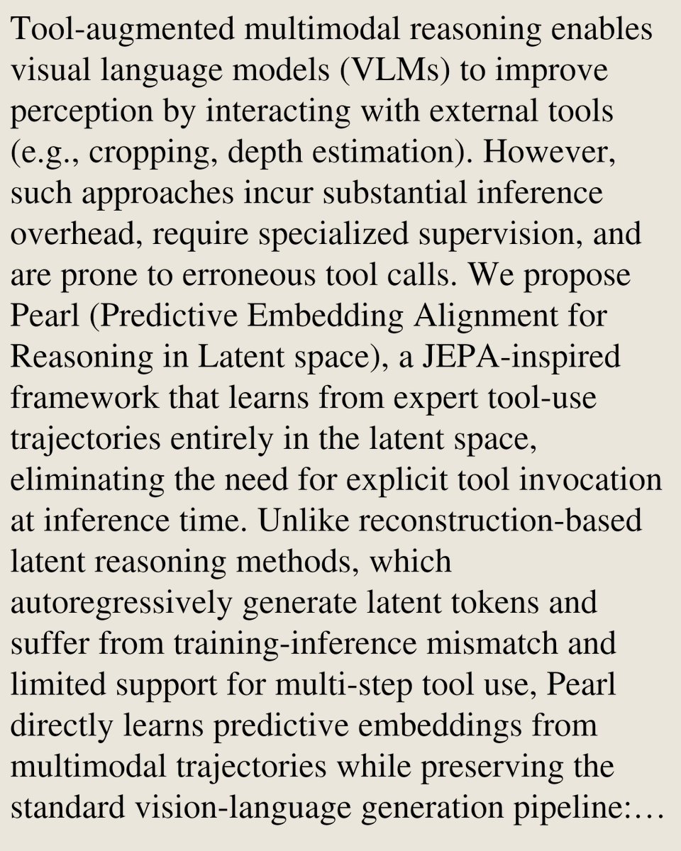 Memoirs's tweet photo. Multimodal Latent Reasoning via Predictive Embeddings

Ashutosh Adhikari, Mirella Lapata
https://t.co/bZt5puUQU3 [𝚌𝚜.𝙻𝙶] https://t.co/NNsTIIcbu2