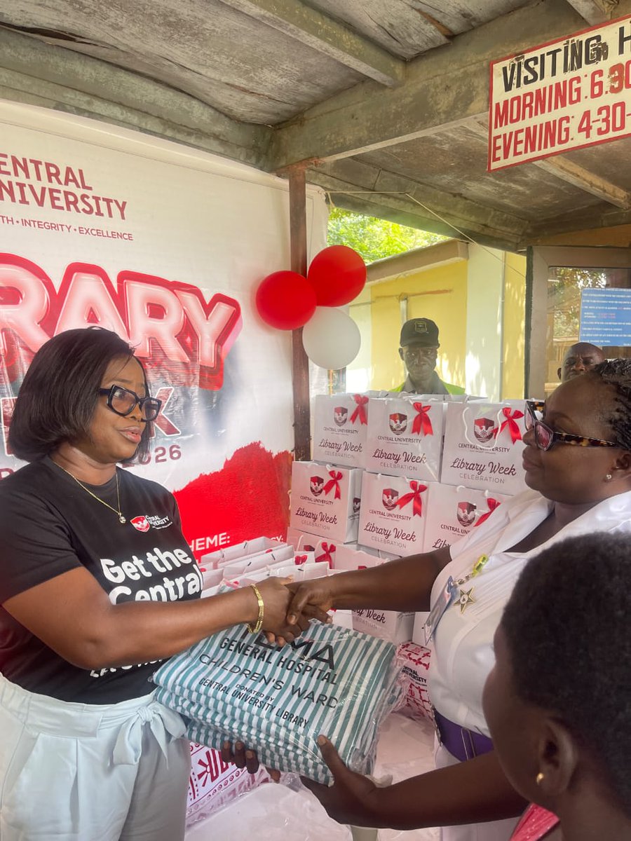 centralunivgh's tweet photo. Central University marked #LibraryWeek2026 with a CSR outreach to Tema General Hospital, donating books, bedsheets, dustbins & toiletries to support young patients.
More: https://t.co/xoVqsPR848 https://t.co/jMIFeAyXHV