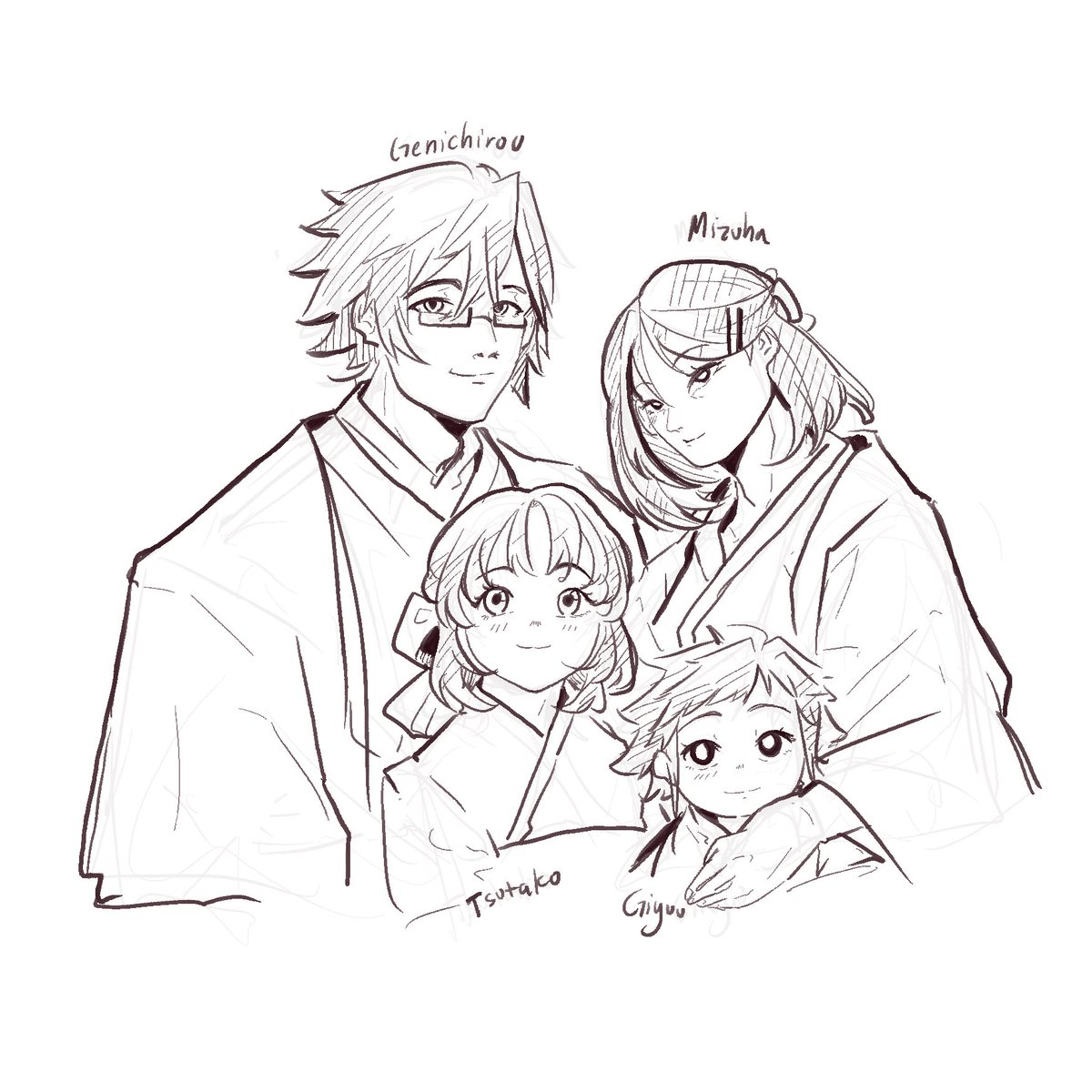 AbrPkh077's tweet image. My interpretation what the Tomioka family may look like. Ngl OI dk think theyre family is involved somewhere in the medical field (like Giyuu's dad is a phsycian and his mom has an apocethary.)