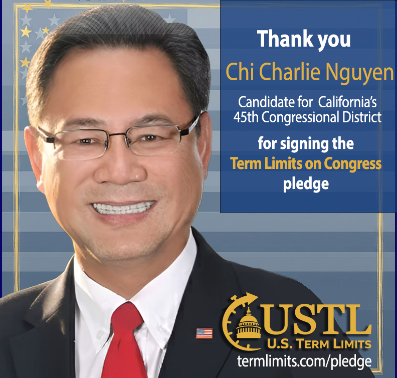 USTermLimits's tweet image. Thank you @CharlieNguyenCA for signing the #termlimits on Congress pledge. termlimits.com/wp-content/upl…