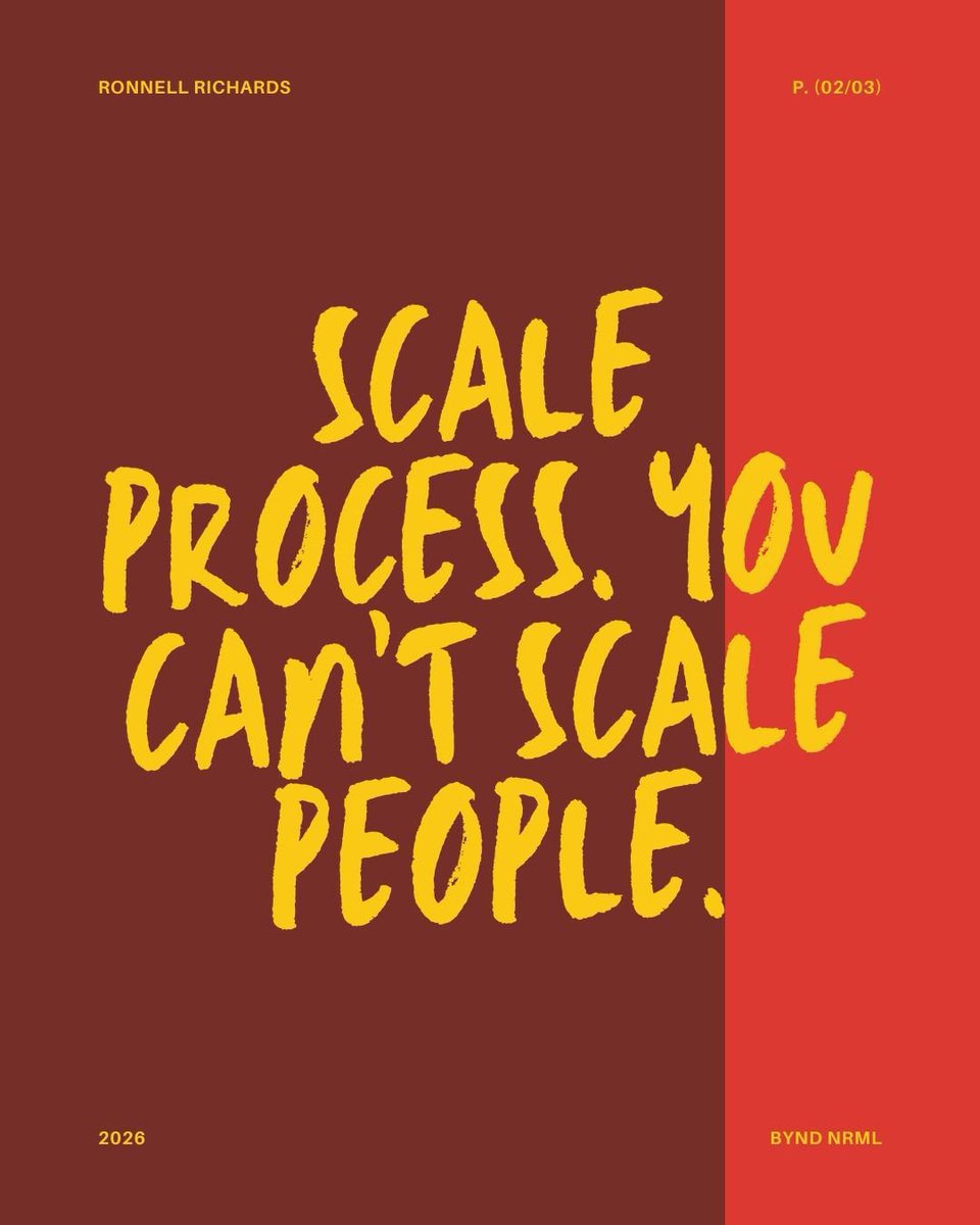 Beyond_Normal_'s tweet photo. Scale process. You can’t scale people.
— Ronnell Richards

A reminder that real growth isn’t about adding more hands—
it’s about building smarter systems. https://t.co/dpa1RkXH6i