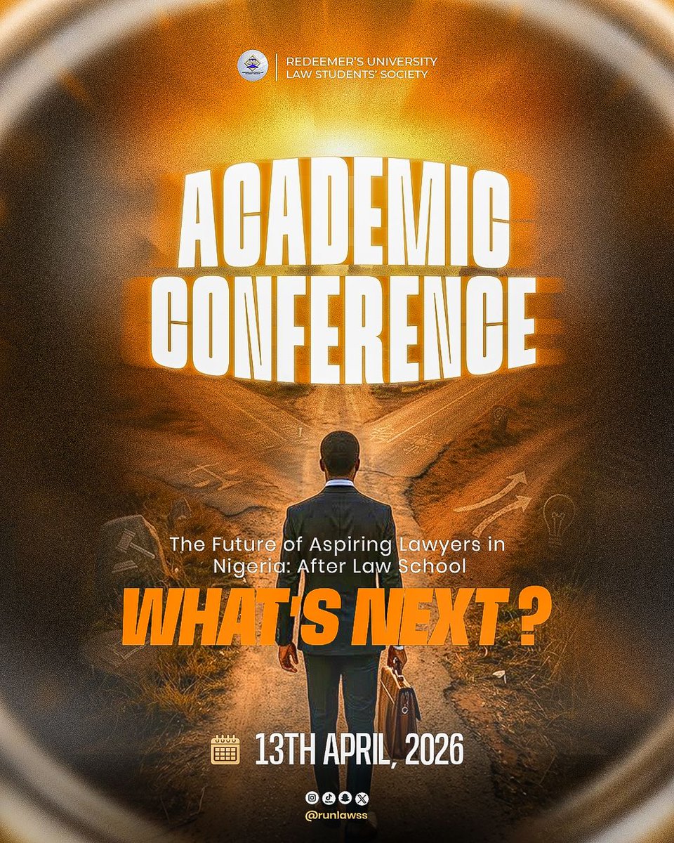 RUNLAWSS's tweet photo. Your LLB isn’t the finish line, instead it’s the starting point. 

If you've ever wondered about life after law school in Nigeria, pull up for the Academic Conference on Monday, 13th April, 2026.🤩

#lawweek2026#renaissance
#runlawsscares#runlawssdeyforyou https://t.co/Cpkafe18An
