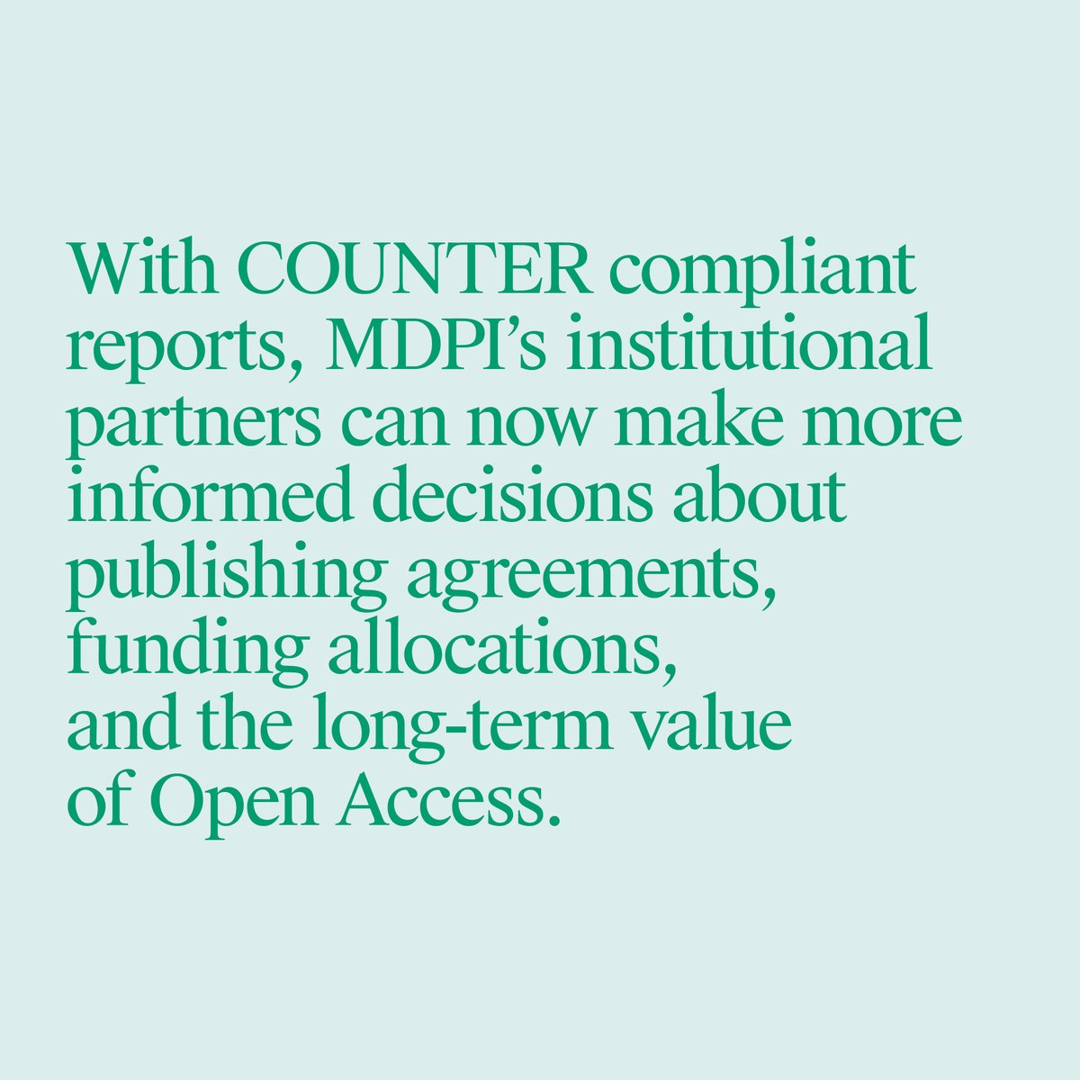 MDPIOpenAccess's tweet photo. In 2025, MDPI officially became COUNTER 5.1 compliant and joined the COUTNER Registry.

COUNTER provides international standards for tracking and reporting how research is being used.