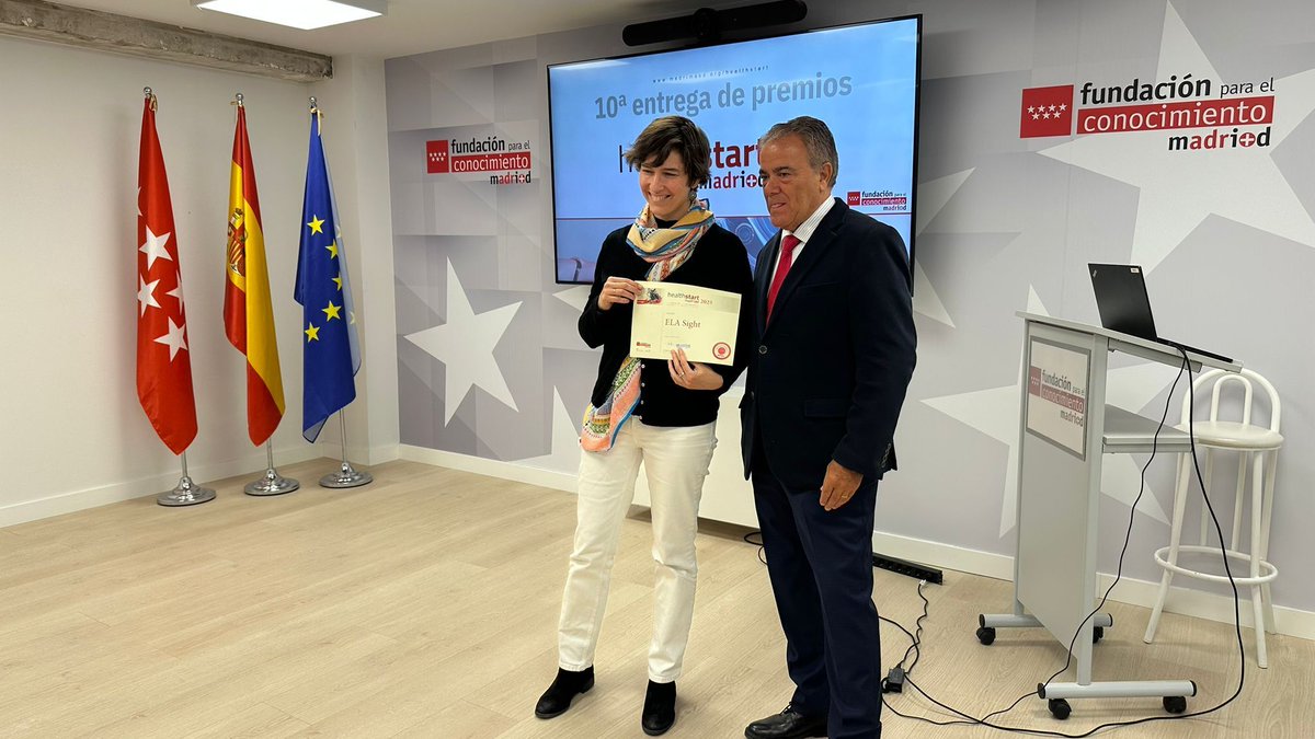 imdeanano's tweet photo. 🏆️ Valle Palomo ha sido reconocida con uno de los cinco primeros premios del programa #Healthstart @madrimasd
Se trata de un proyecto de diagnóstico temprano de la esclerosis lateral amiotrófica (ELA)
+info https://t.co/cLMRJOasj1 https://t.co/qa733ZzafY