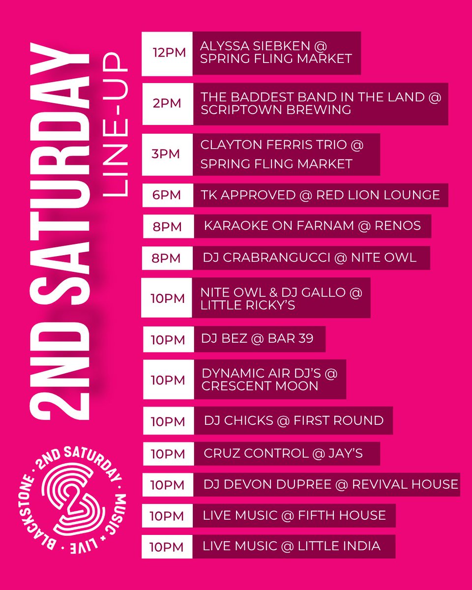 It's 2nd Saturday!🎤

Stop by Spring Fling Market then enjoy live music throughout the district, all day long!