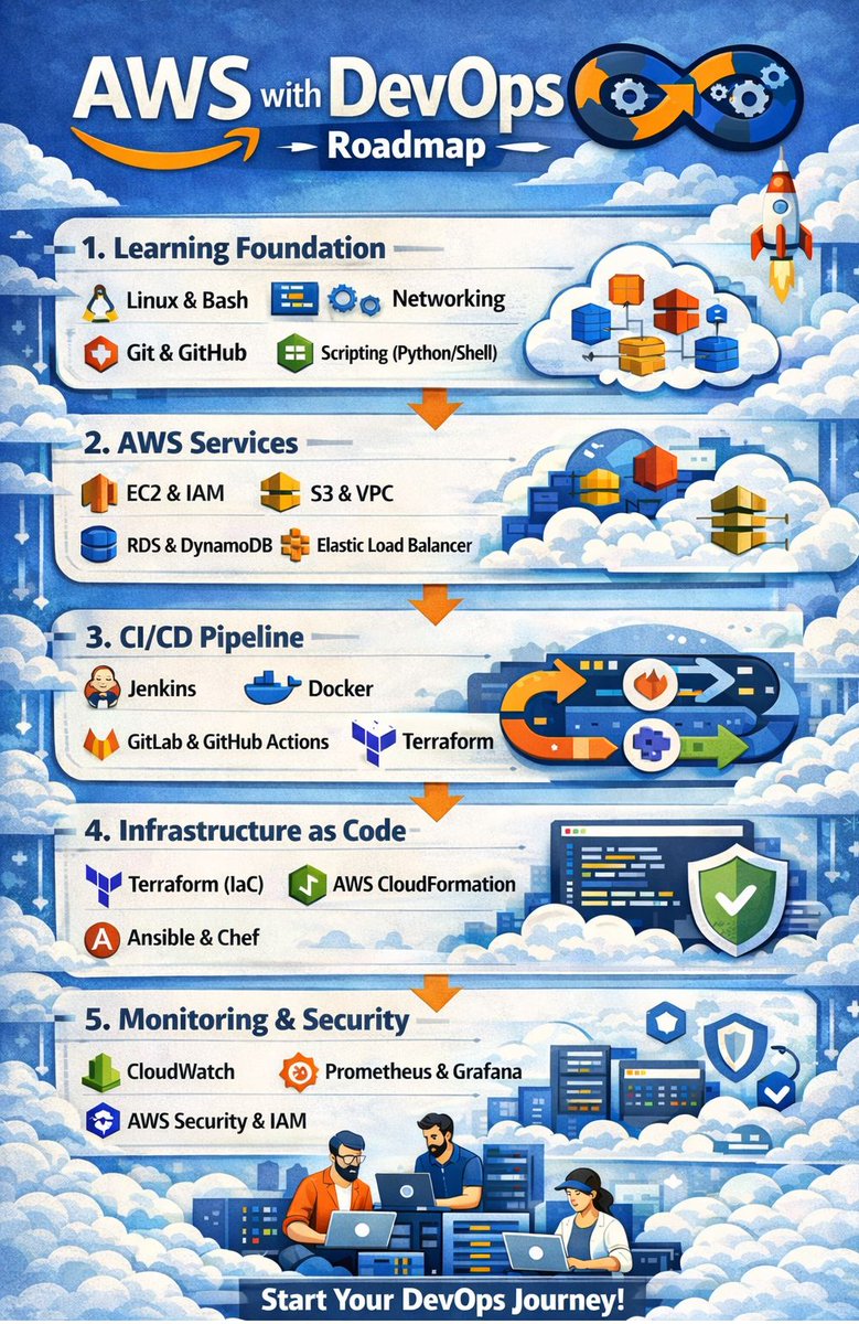 devops_tech's tweet image. AWS With DevOps Roadmap 👇👇

#aws #devops #roadmap