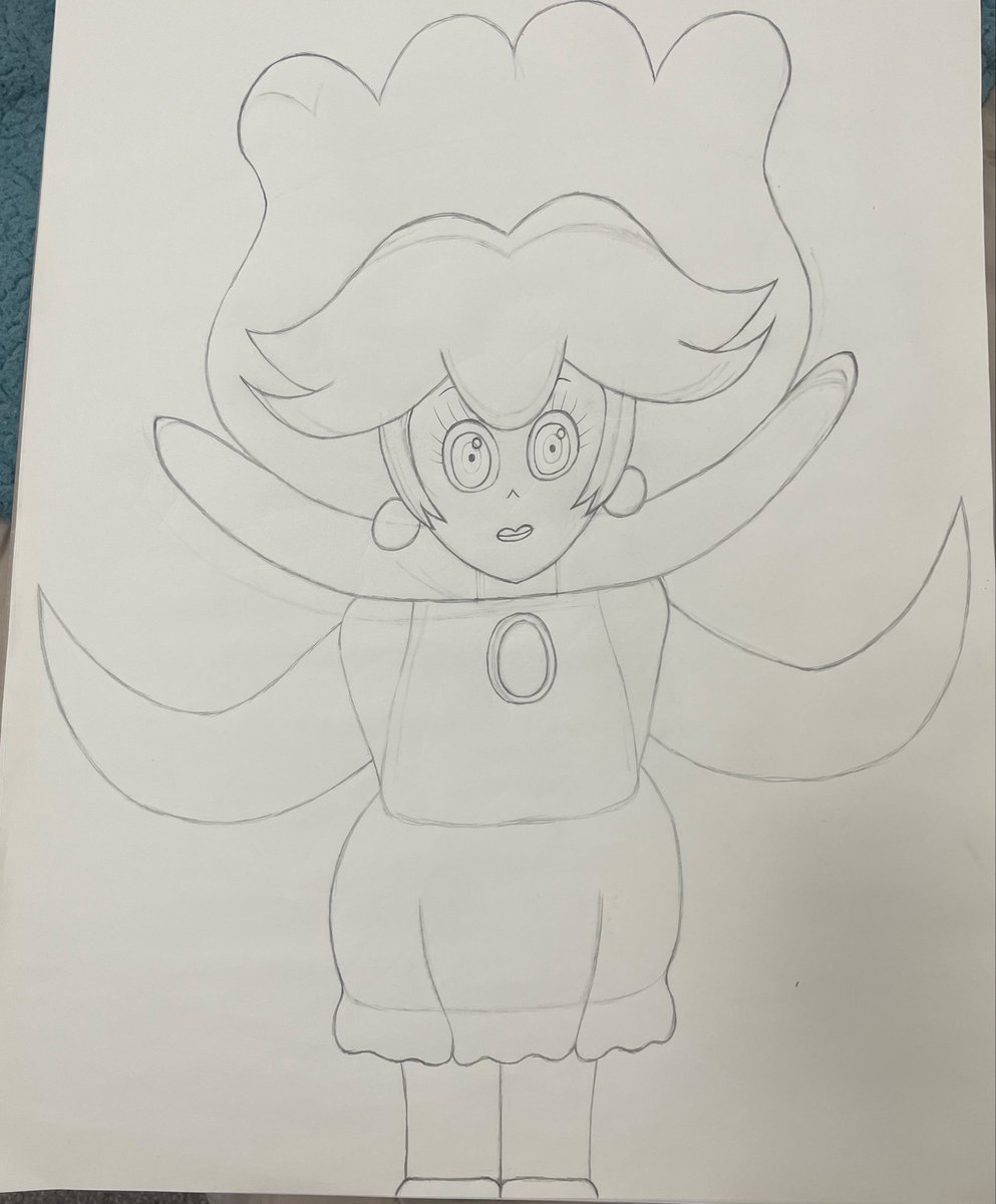 Peach in her New Power-up from Wonder DLC. 

Left is from using Clip Studio Paint.
Right is Hand Drawing by Me. 

#fanart #digitalart