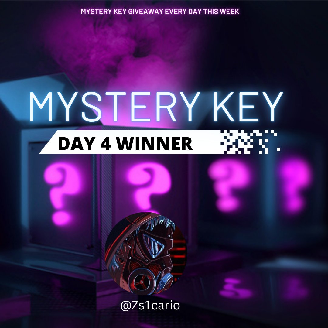 _RGTV_'s tweet image. Our day 4 winner is @Zs1cario 
congrats! Please check your dm to recieve your mystery steam key.

Day 5 starts shortly
#WinnersCircle