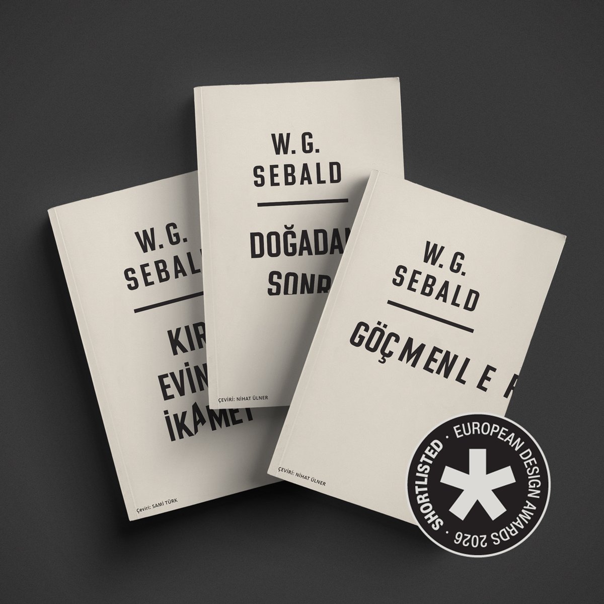 utkulomlu's tweet image. Honored to share that my cover designs for the W.G. Sebald series have been shortlisted for the European Design Awards.

W.G. Sebald serisi için tasarladığım kapakların European Design Awards kısa listesine kaldığını paylaşmaktan mutluluk duyuyorum.

#coverdesign
@canyayinlari