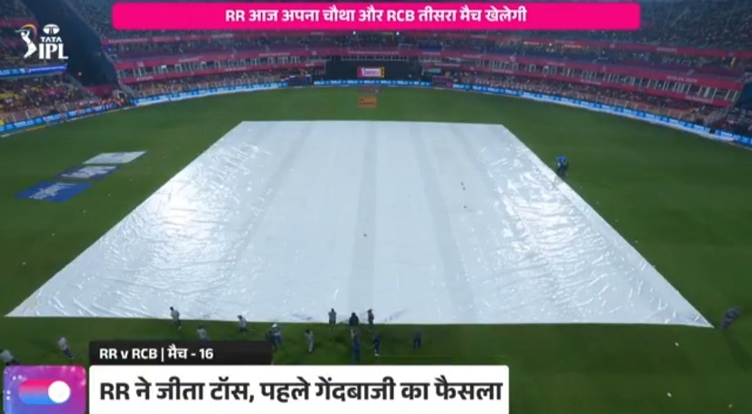 RCB_champion's tweet photo. Rain 🌧️ is back 
Kya lgta hai?
#Rrvsrbc https://t.co/M0KVzLkbBh