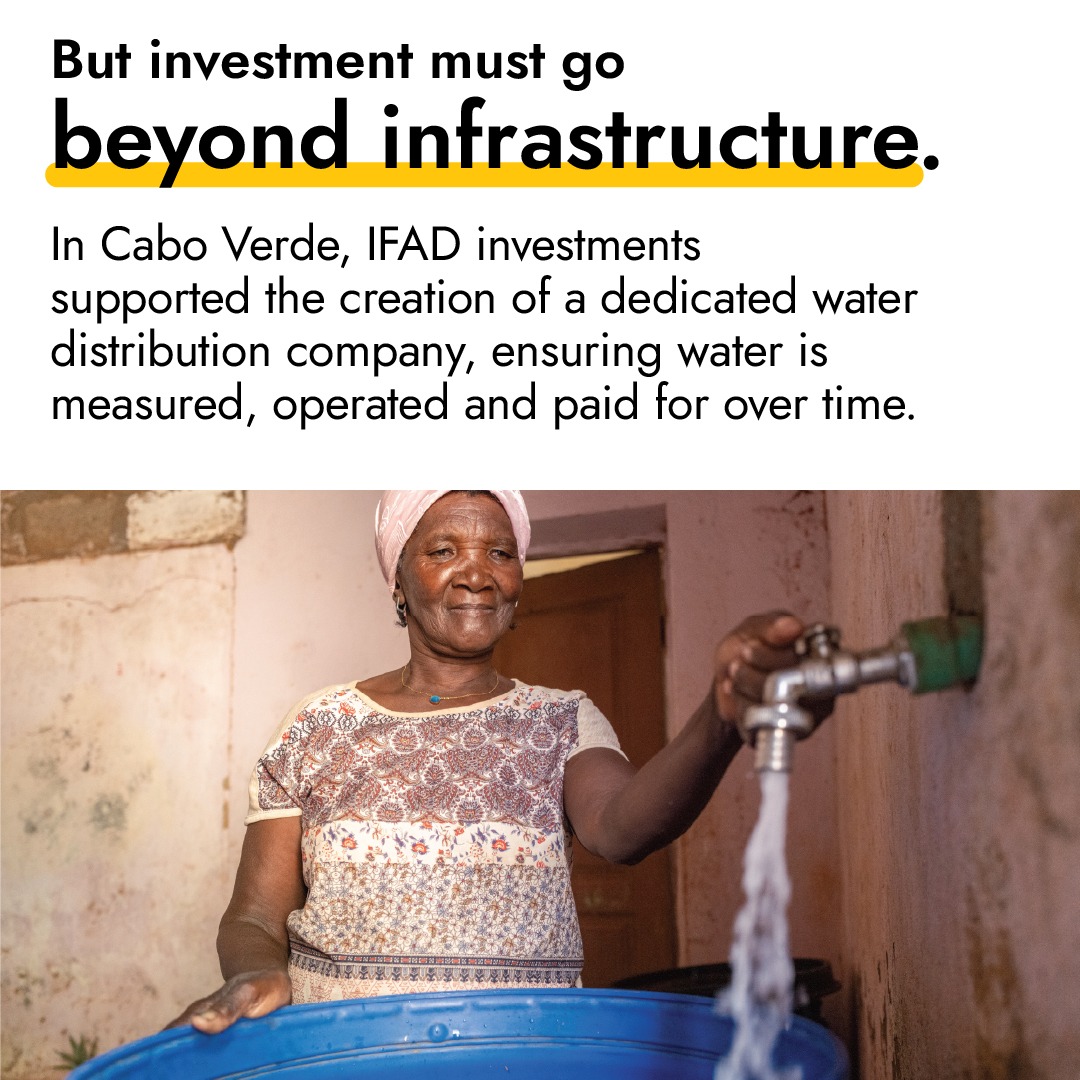 IFAD's tweet photo. Resilient water systems can act as catalysts of economic growth and resilience for small‑scale food producers operating at the #FirstMile of value chains.
Swipe to learn more.
#FinancingTheFirstMile #IFADImpact