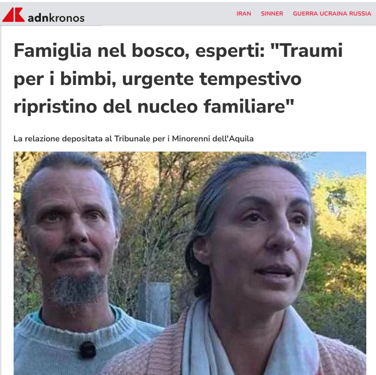 #Famiglianelbosco:i CTP hanno depositato al Trib Minori una relazione secondo cui i bimbi "mostrano segnali di sofferenza psicologica,derivanti dalla separazione dalle figure genitoriali,che rendono urgente il ripristino del nucleo familiare"per la loro #salute psicologica
#Vasto