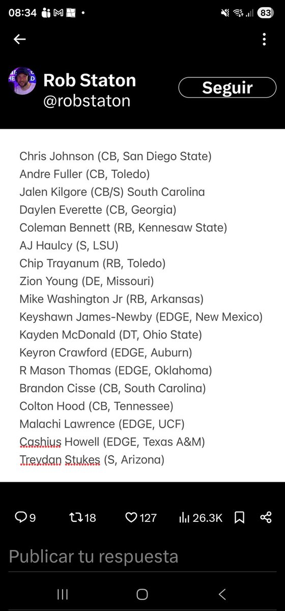 Something interesting is happening in Seattle…
When you look at the visits, the pattern is VERY clear.
This feels like a statement.
Massive focus on defense (around 80%+) → this draft could be defensive early.
Defense. Defense. Defense.