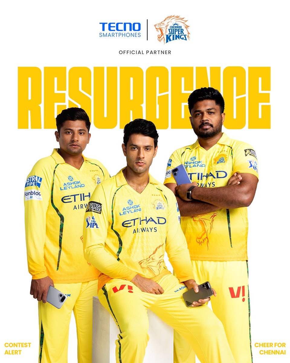 TecnoMobileInd's tweet image. #ContestAlert - Kings are ready to roar 🦁

Predict CSK’s Top Performer and you could win big!

Steps:
👉 Follow us
👉 Comment: Which King will lead the charge in the next match
👉 Like &amp;amp; Repost
👉 Tag friends [More tags = Higher chance]

Whistle podu ✌️

#TECNOMobile | #CSKvDC