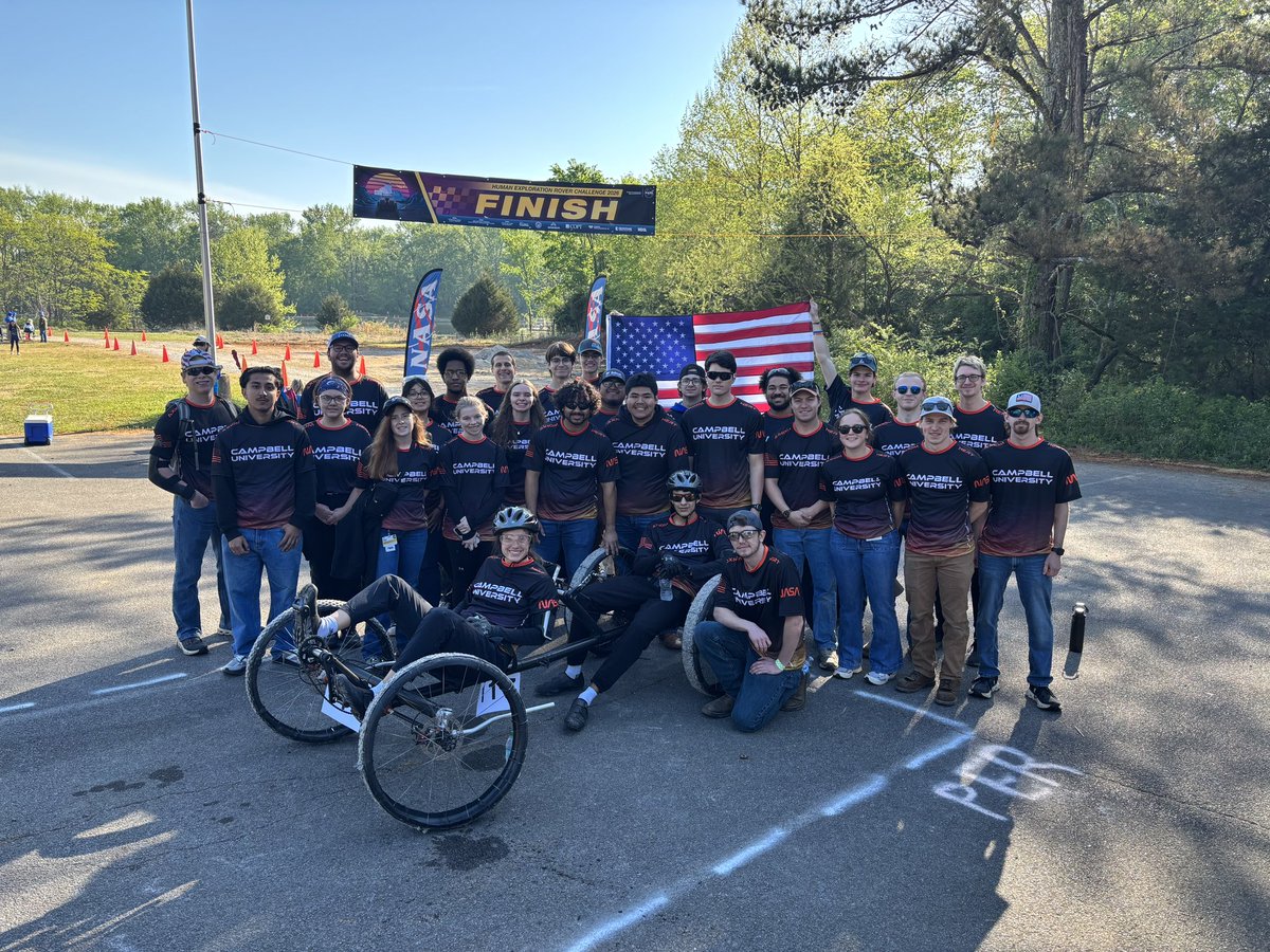 jennapcarp's tweet photo. Campbell University’s NASA HERT took some chances on the 1st rover run of competition &amp; came up just short on time but gathered lots of useful info. Our MRR was perfect! We have some tweaks to make to the rover &amp; our strategy. We are 100% in the competition tomorrow. @campbelledu https://t.co/qG43m6dELR
