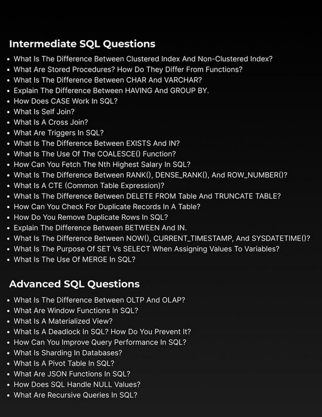 KhushiPatil25's tweet image. Top 50 SQL Interview Questions 📚📘

 To Prepare for Your Next Job Interview.📖

#sql
